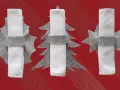 Portatovaglioli in feltro grigio a forma di albero di Natale, perfetti per un fai da te natalizio.