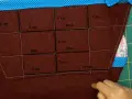 Tovagliette fai da te bambini: tessuto marrone con misure segnate per creare tasche, bordi colorati.