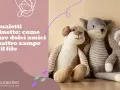 Three handmade crochet stuffed animals: a dog, a wolf, and a sloth.