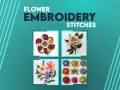 Varietà di fiori da ricamare a punto erba, con petali colorati e dettagli intricati.
