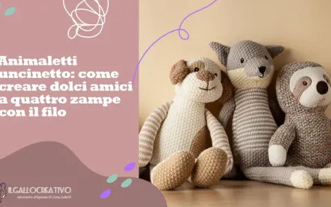 Three handmade crochet stuffed animals: a dog, a wolf, and a sloth.
