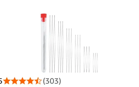 Set di aghi per perline di varie lunghezze, ideali per infilare perle con precisione.