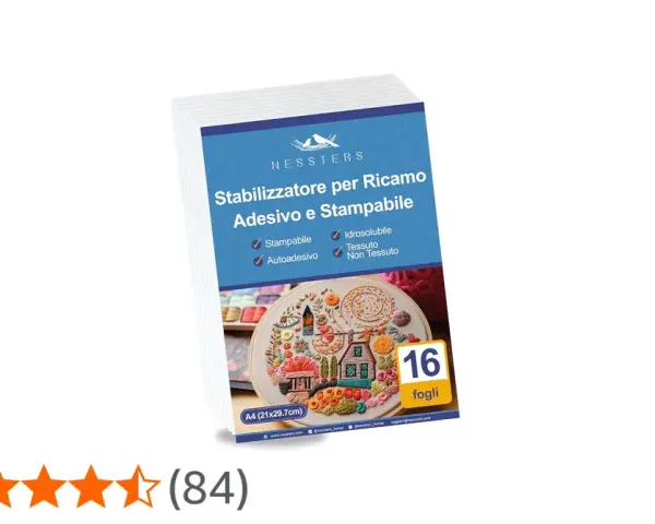 Carta idrosolubile per ricamo adesiva e stampabile. Ideale per trasferire disegni su tessuto e poi dissolverla in acqua.