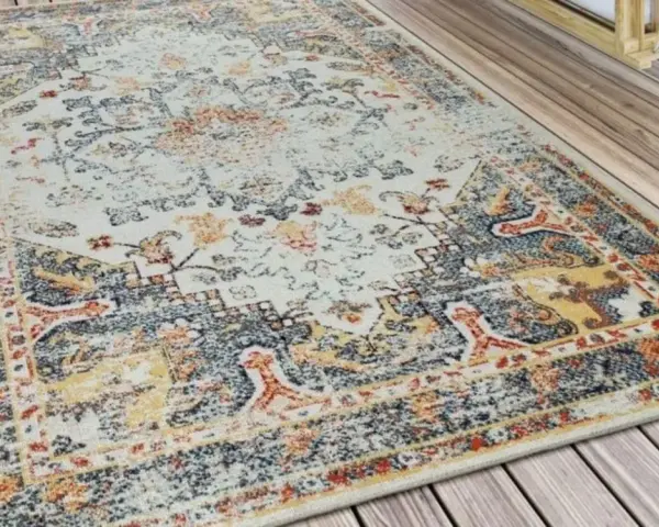 Tappeto con motivi vintage, ideale per il lavaggio e per dare un tocco di stile alla tua casa.