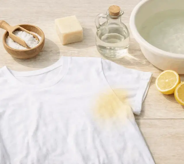 Togliere macchie di sudore vecchie dalla seta con limone, bicarbonato e sapone.