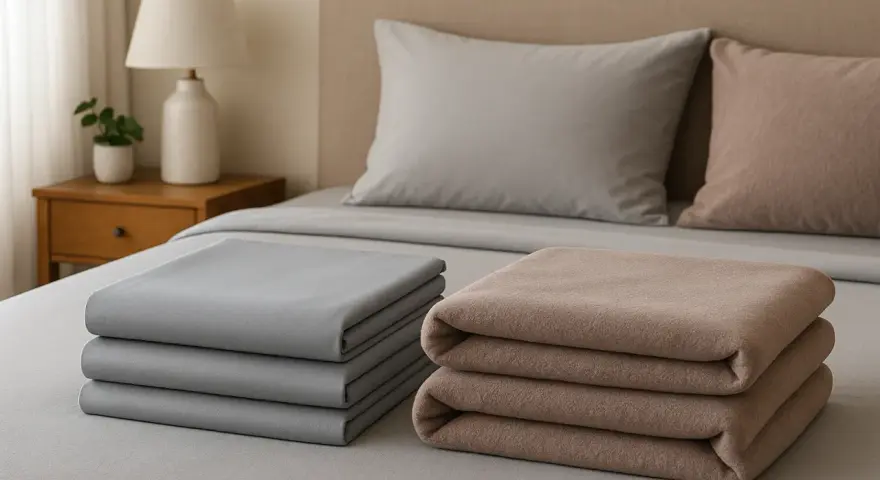 Piegati sul letto, due pile di lenzuola di flanella, grigie e color tortora. Forse le lenzuola di flanella fanno male al portafoglio, ma sono morbide.