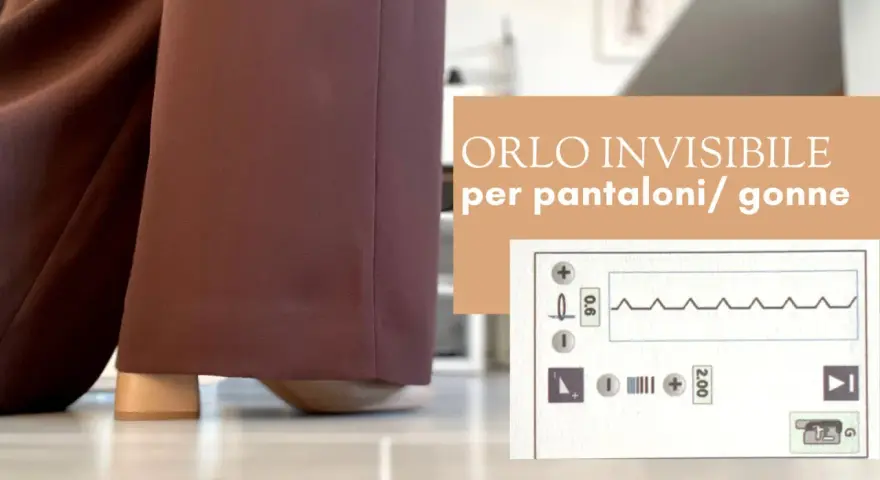 Orlo invisibile per pantaloni e gonne, con un dettaglio di cucitura che ricorda quella dei jeans.