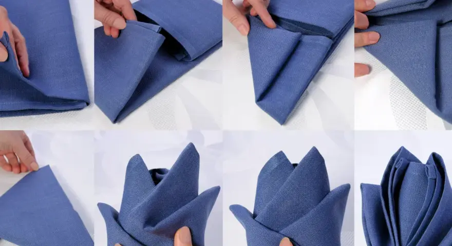 Tutorial tovaglioli: passaggi per creare una rosa di stoffa. Un modo elegante per apparecchiare la tavola.