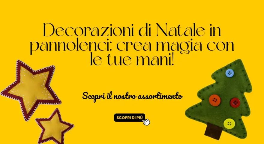 Decorazioni natalizie in pannolenci: crea magia con le tue mani! Stelle e alberelli fatti a mano. Scopri il nostro assortimento.