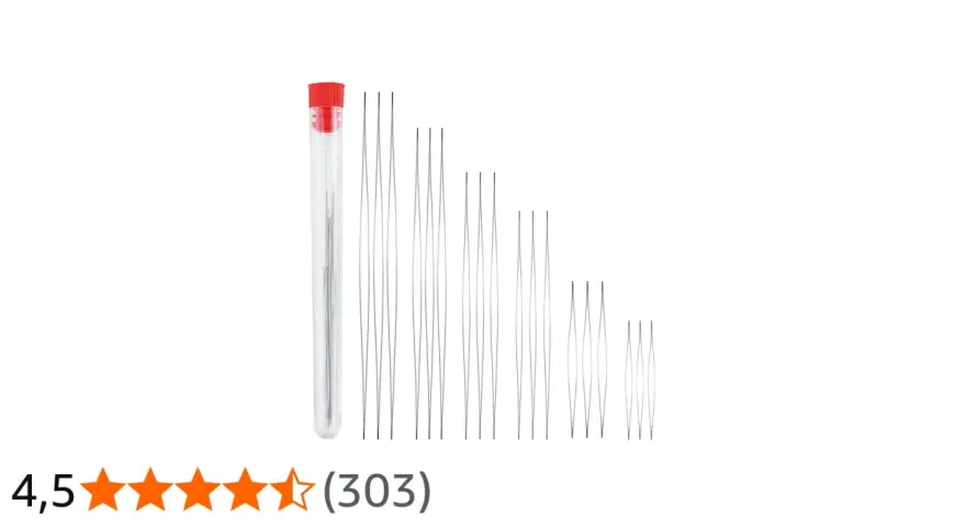 Set di aghi per perline di varie lunghezze, ideali per infilare perle con precisione.