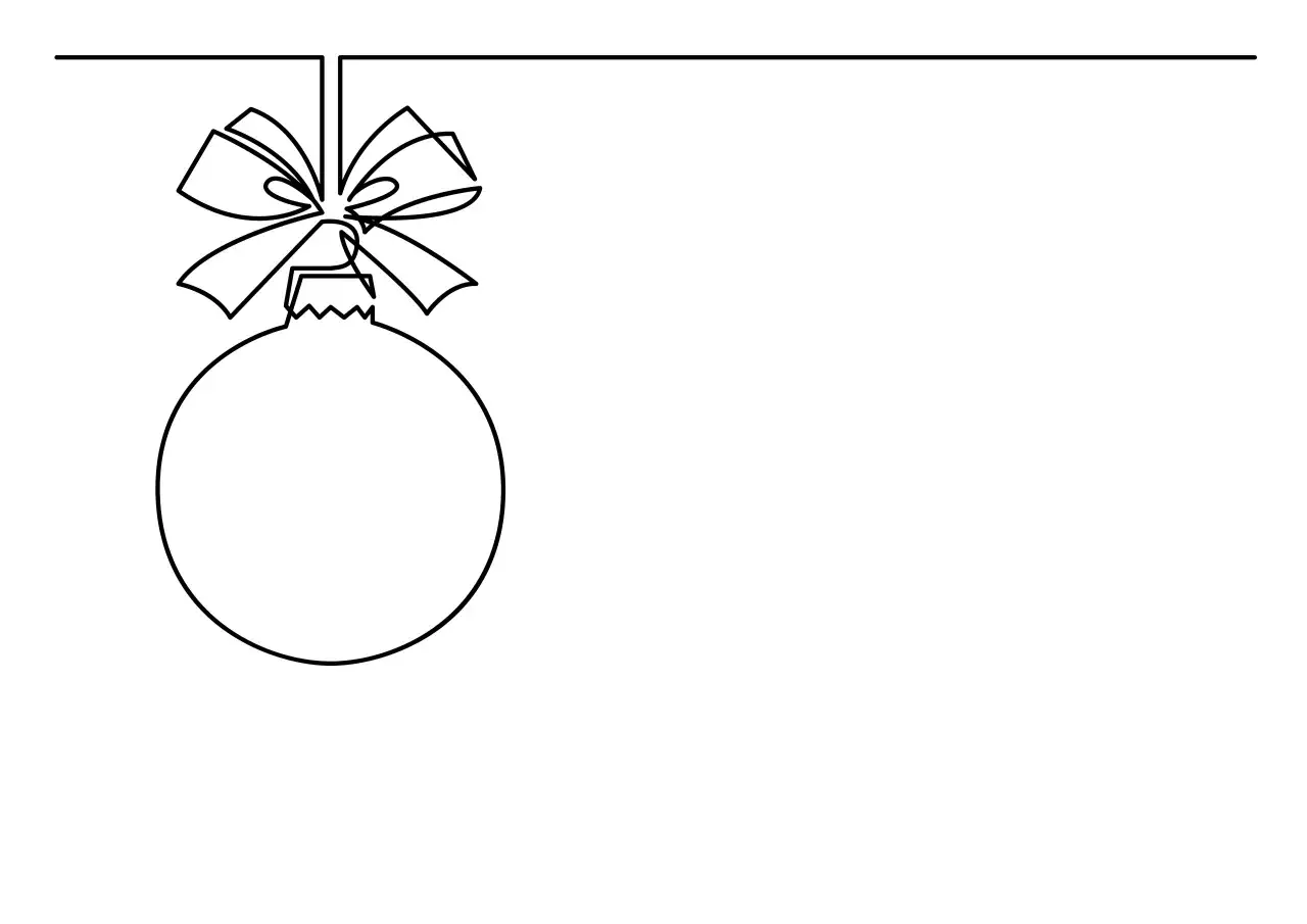 Disegni natalizi da ricamare a punto catenella: un ornamento a forma di palla con fiocco, pronto per essere trasformato in un ricamo.